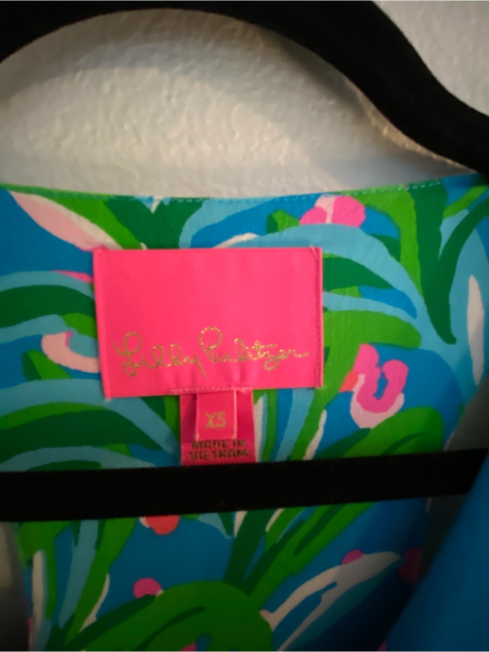 Lilly Pulitzer Blue Maxi Dress with Green Palm & Pink Floral Print - Picture 2 of 8